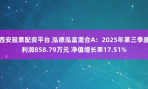 西安股票配资平台 泓德泓富混合A：2025年第三季度利润858.79万元 净值增长率17.51%